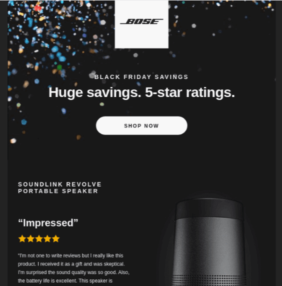 Real life email design template from Bose