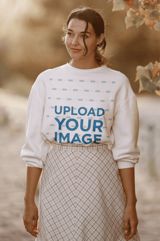 Fall Inspired Sweatshirt Mockup Of A Lady Wearing A Skirt