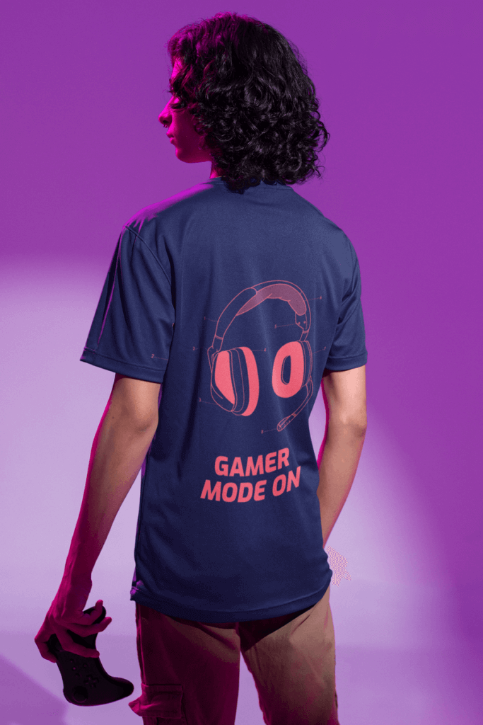 Back View Jersey Mockup Featuring A Gamer With Long Hair