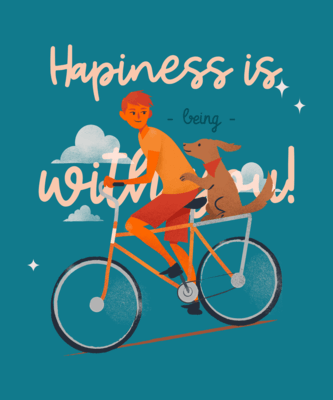 Illustrated T Shirt Design Generator Featuring A Happy Boy And His Dog On A Bike
