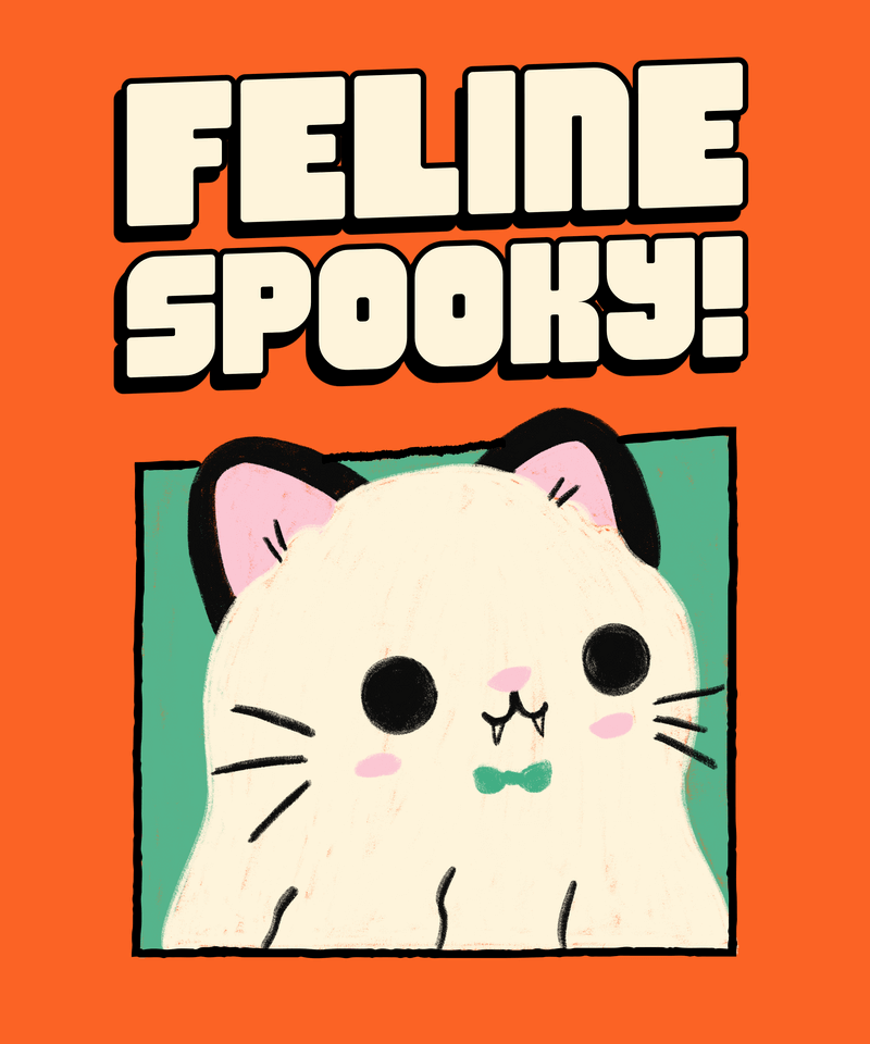 T Shirt Design Maker Featuring A Cute Cat For Halloween Night