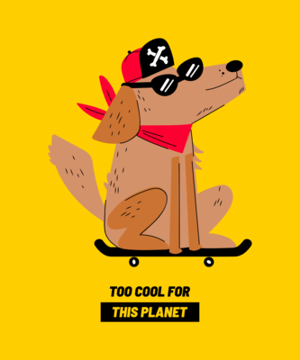 T Shirt Design Template Featuring A Dog On A Skateboard
