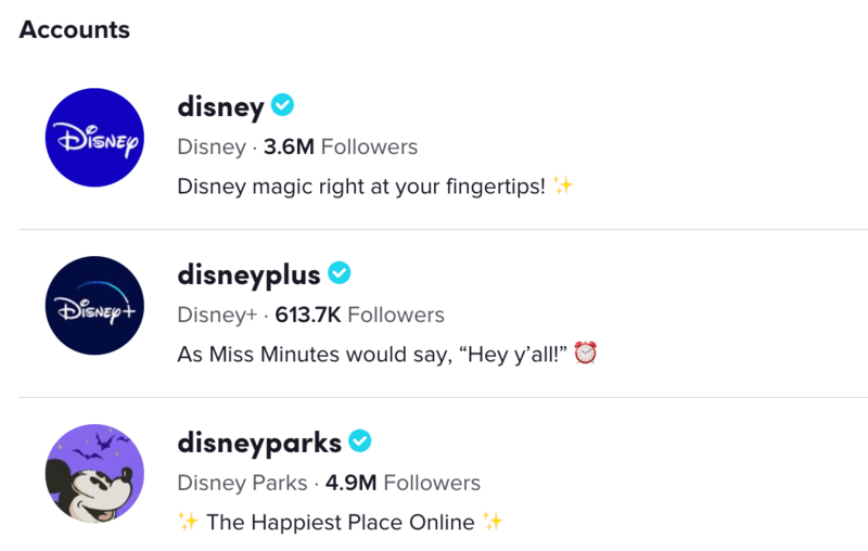 Disney Accounts On Tiktok