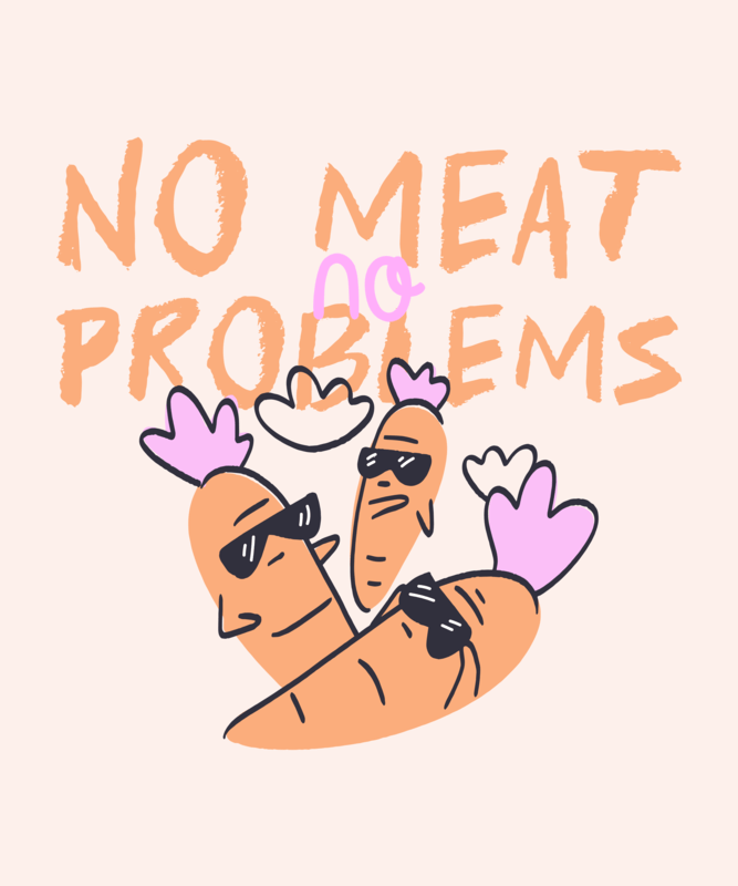 Illustrated T Shirt Design Template For Vegan Enthusiasts With Cartoonish Carrots