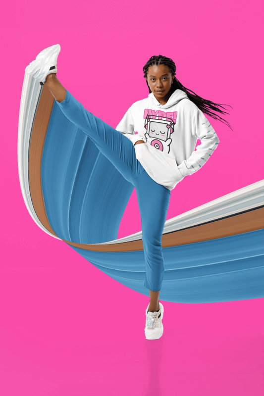 Pullover Hoodie Mockup Of A Woman With Braids Raising Her Leg
