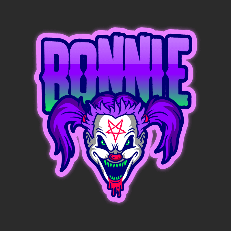 Gaming Logo Template Featuring An Evil Female Clown Illustration