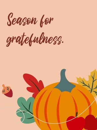 Instagram Post Template Featuring A Thanksgiving Quote With Illustrated Autumn Leaves
