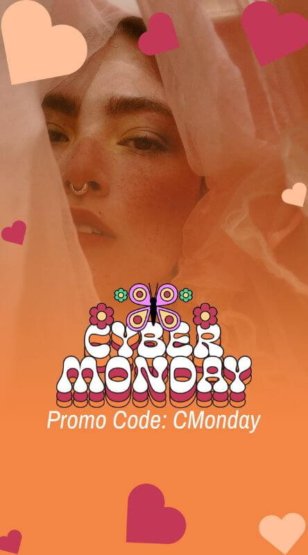 Instagram Story Creator With Heart Graphics For A Cyber Monday Promo