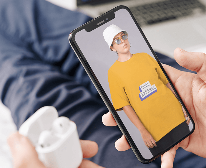 Iphone 11 Pro Mockup Of A Man Pairing His Airpods
