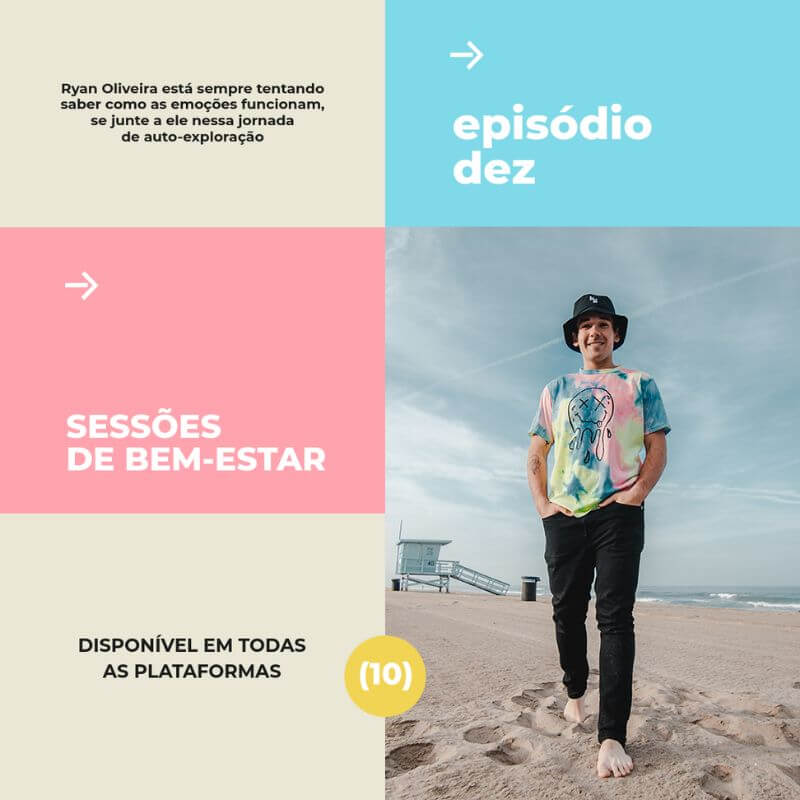 Mental Health Podcast Themed Instagram Post Maker For A Brazilian Show