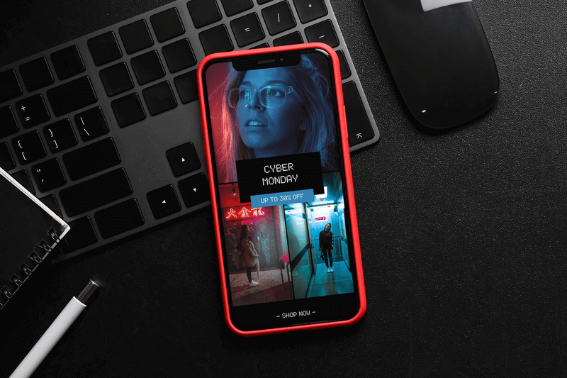 Mockup Of An Iphone 13 With A Red Case