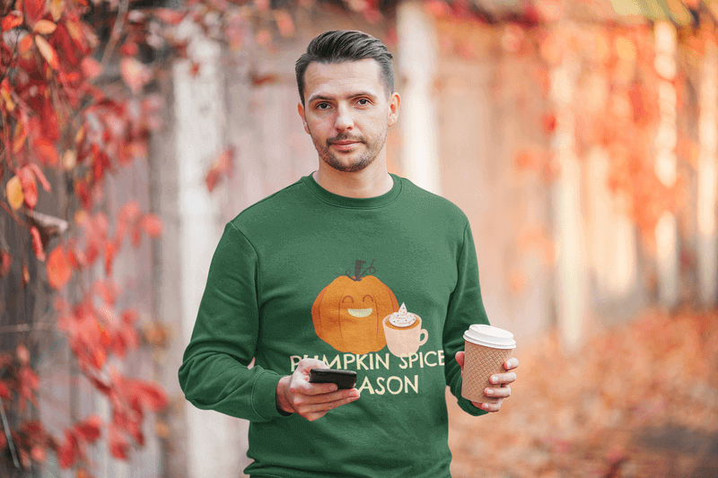 Sweatshirt Mockup Of A Bearded Man In An Autumn Scenario