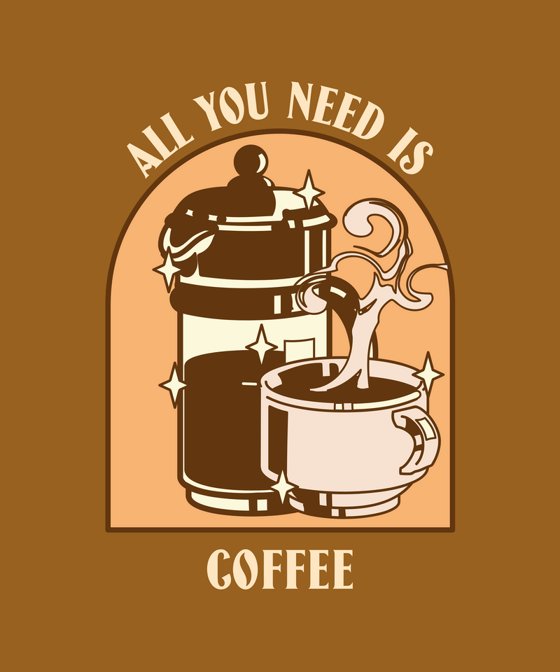 T Shirt Design Template Featuring A Coffee Press Clipart And A Quote
