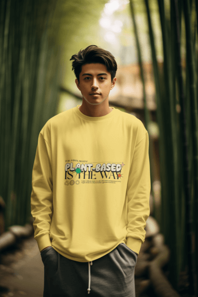 Ai Generated Mockup Of A Man Wearing A Sweatshirt By Bamboo Trees