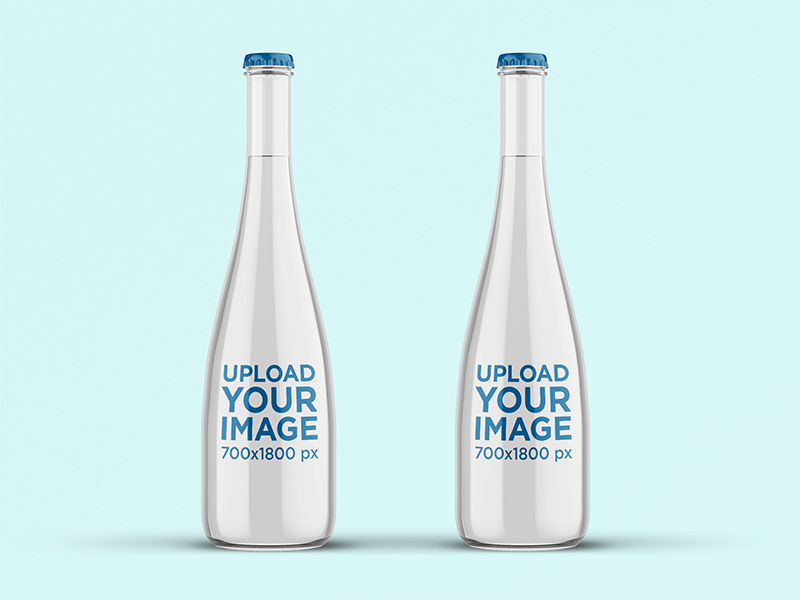 Mockup Of Two Tall Glass Water Bottles