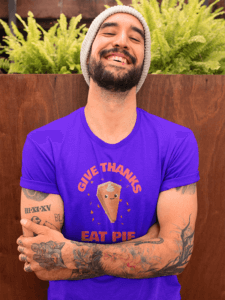 T Shirt Mockup Featuring A Man With A Beanie Wearing A Thanksgiving T Shirt