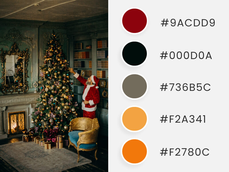 Winter Color Palettes - a man dressed as santa while decorating the xmas tree