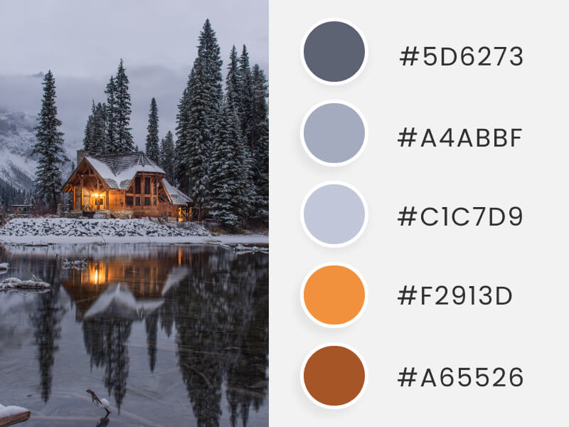 Winter Color Palettes - a cozy cabin in the woods during winter