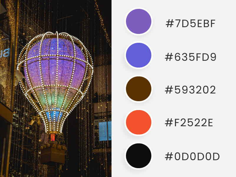 Winter Color Palettes - a beautiful hot air ballon with winter colors