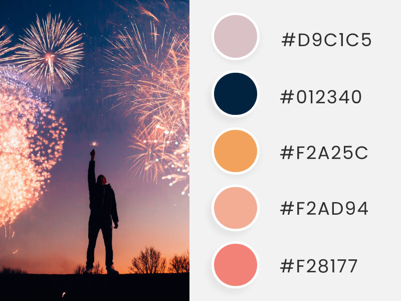 Winter Color Palettes - a man celebrating new years eve