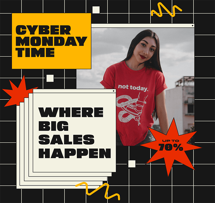 Instagram Post Creator Featuring A Cyber Monday Promo For An Apparel Store