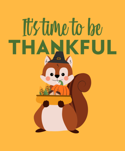 Kids T Shirt Design Maker With A Smiling Thanksgiving Squirrel 3009g