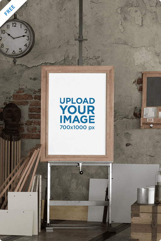 Mockup Of An Art Print Placed By A Wall