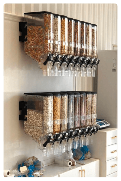 A Set Of Kitchen Dispensers Full With Cereals And Grains As One Of The Top Dropshipping Products To Sell In 2024