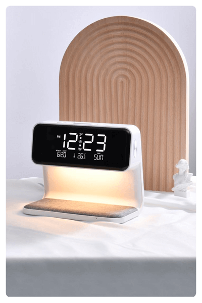 An Aesthetic Wireless Charger 3 In 1 Portraying A Phone Charging While Showcasing The Hour As Part Of The 2024 Best Dropshipping Products