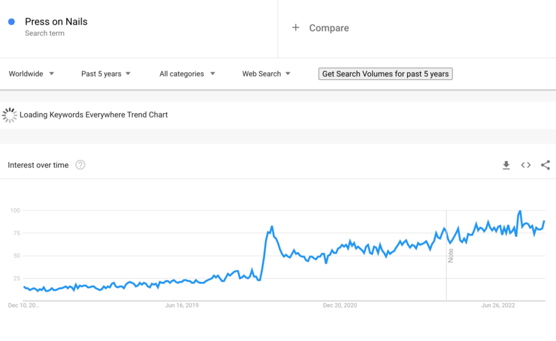 Dropshipping Products Press On Nails on Google Trends 2023