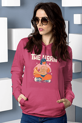 Pullover Hoodie Mockup Of A Woman With Rounded Sunglasses
