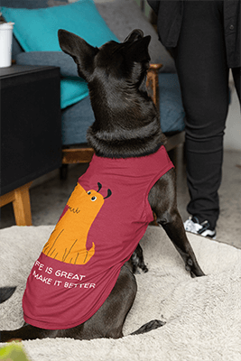 Sublimated Pet Tank Top Mockup Of A Dog Sitting At Home