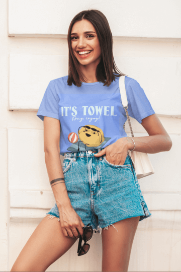 T Shirt Mockup Featuring A Smiling Woman With Denim Shorts M23581 R El2