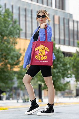 Tote Bag Mockup Featuring A Fashionable Woman On The Street