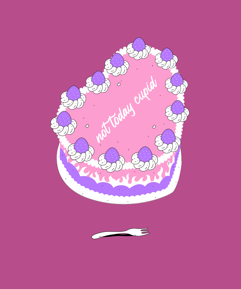 Valentines Day Themed T Shirt Design Maker Featuring A Sarcastic Cake Illustration