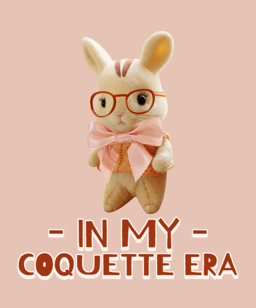 Calico Critters Inspired T Shirt Design Creator With A Cute Animal Toy And A Coquette Quote