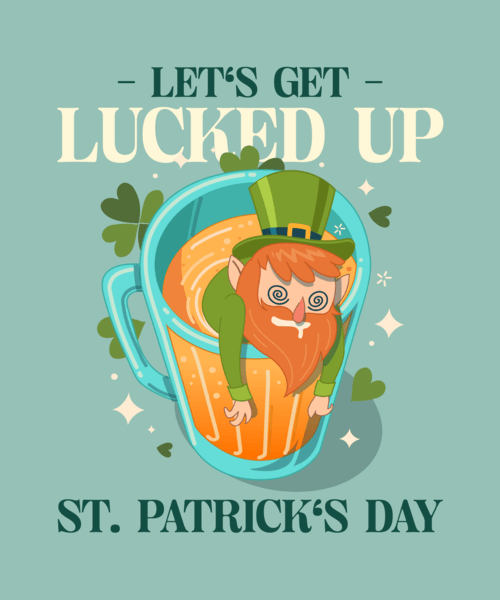 St. Patrick's Day Inspired T Shirt Design Maker With A Cartoonish Leprechaun Drowning In Beer