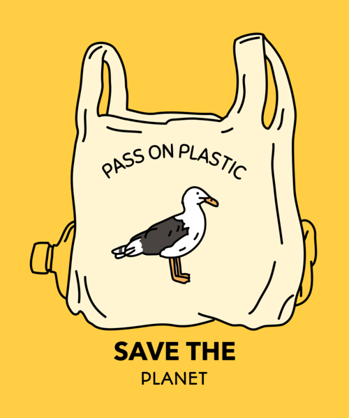 T Shirt Design Maker For An Anti Plastic Message With A Seagull Graphic