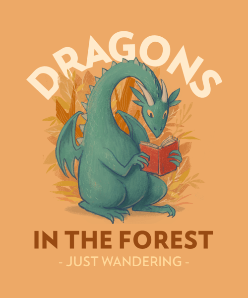 T Shirt Design Maker With An Adorable Dragon Reading A Book Illustration