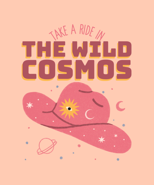 T Shirt Design Template With A Space Cowboy Hat Illustration