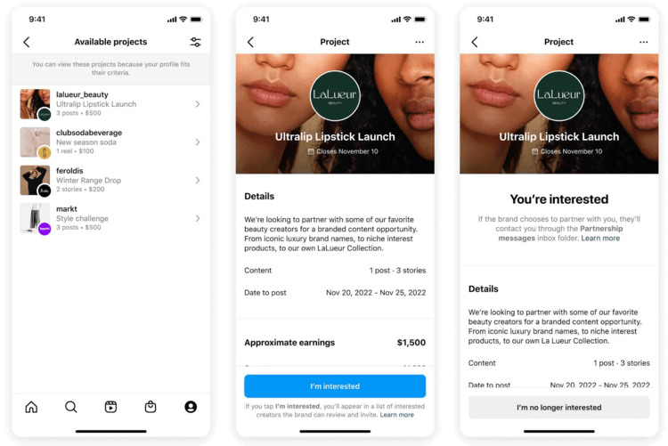 Take A Look At What It Looks Like To Create Accept Or Decline A Project On Instagram Marketplace