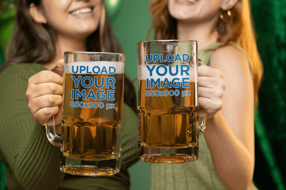 Irish Themed Mockup Of Two Happy Women Holding Two Beer Glasses