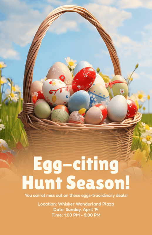 Flyer Design Creator With An Egg Hunt Theme To Promote An Easter Sale