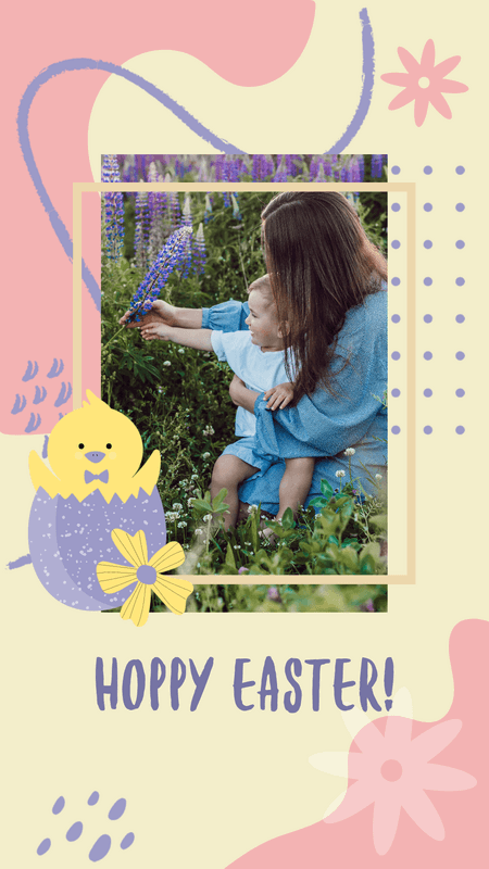 Easter Themed Instagram Story Design Template Featuring A Cute Chicken Illustration