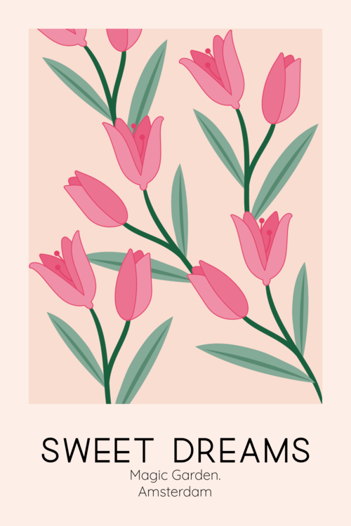Matisse Inspired Poster Design Creator Featuring Illustrated Tulips 4694b