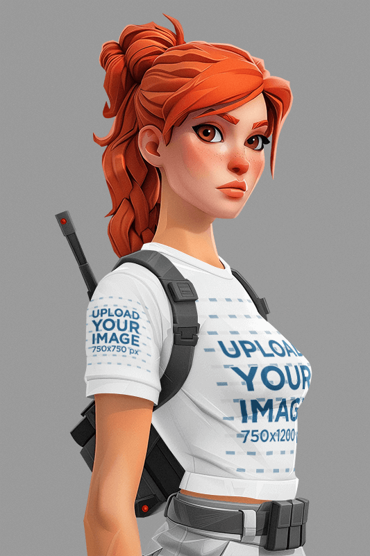 Mockup Of A 3d Female Character Inspired By Fortnite Wearing A T Shirt