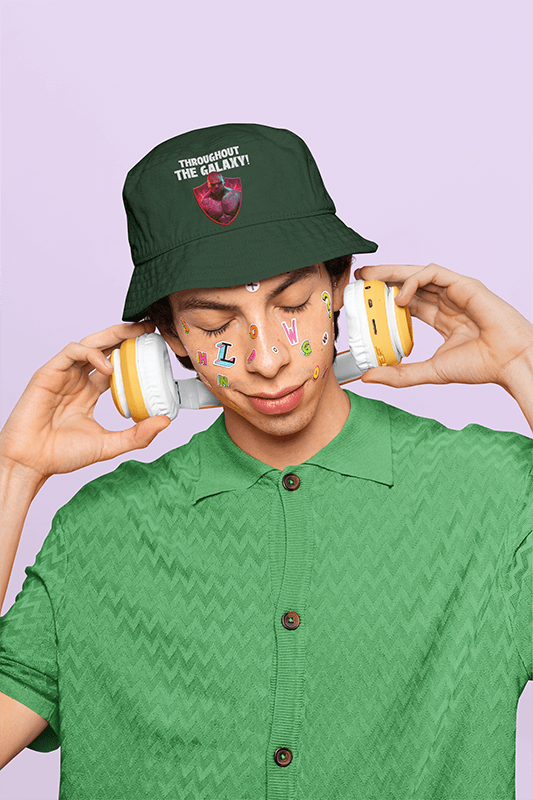 Mockup Of A Man With Face Stickers Wearing A Bucket Hat