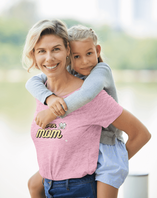 Mother S Day Mockup Featuring A Happy Woman With A Heathered T Shirt Carrying Her Daughter M45069 R El2