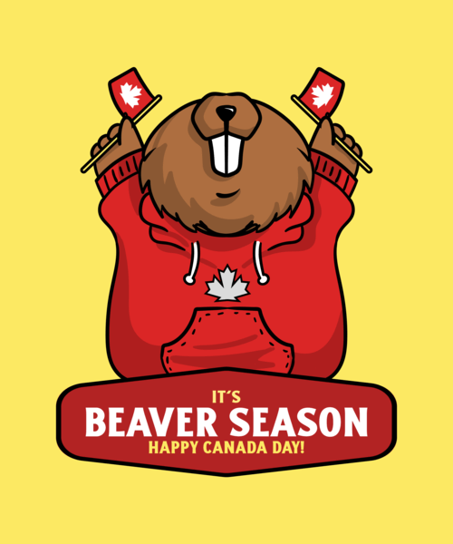 T Shirt Design Maker Featuring A Cartoonish Beaver With Canadian Flags