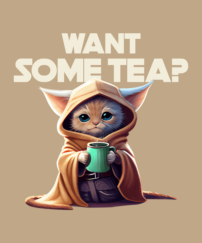 T Shirt Design Generator Featuring An Ai Cat Inspired By A Star Wars Tv Show